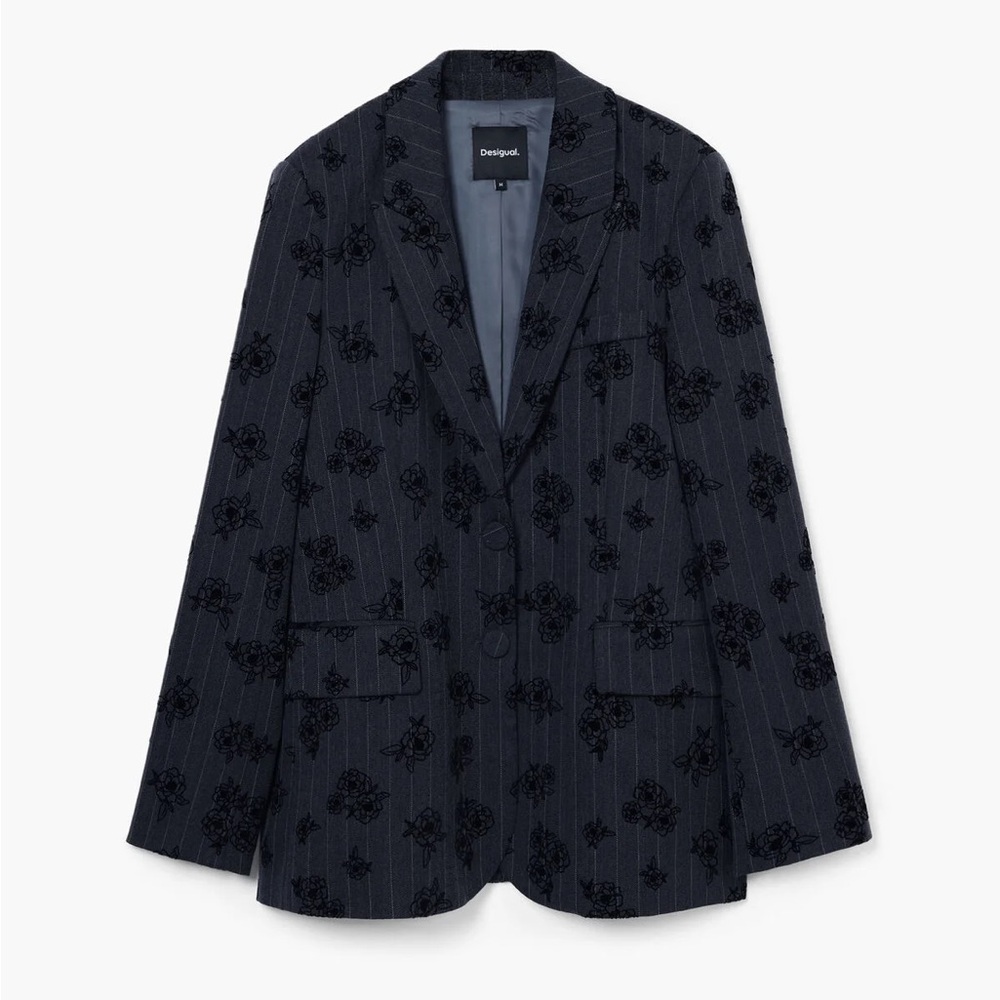 Desigual Charcoal Floral Blazer
